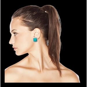 Southwestern Style Designer Inspired Faux Turquoise Earring Set Estate Find
